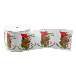 Dogue de Bordeaux Kerstmis Grosgrain Lint