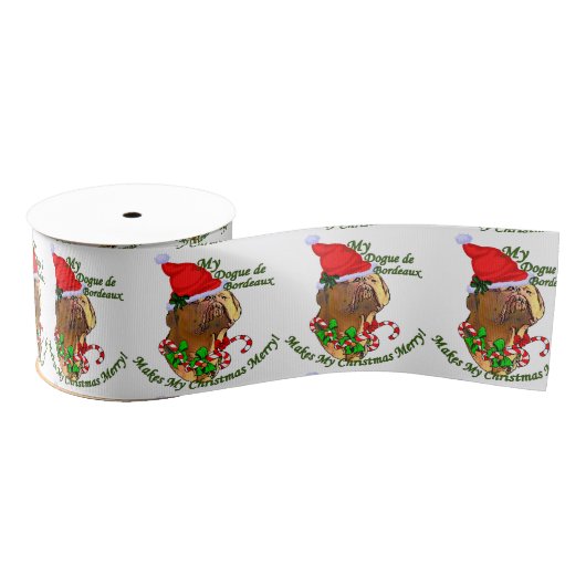 Dogue de Bordeaux Kerstmis Grosgrain Lint (Spoel)