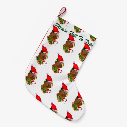 Dogue de Bordeaux Kerstmis Kleine Kerstsok (Voorkant (Hangend))
