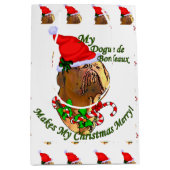 Dogue de Bordeaux Kerstmis Medium Cadeauzakje (Voorkant)