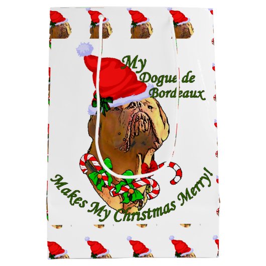 Dogue de Bordeaux Kerstmis Medium Cadeauzakje (Achterkant)