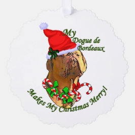 Dogue de Bordeaux Kerstmis Ornament Kaart