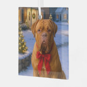 Dogue De Bordeaux Kerstversiering Glas Ornament (Voorkant links)