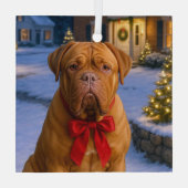 Dogue De Bordeaux Kerstversiering Glas Ornament (Achterkant)