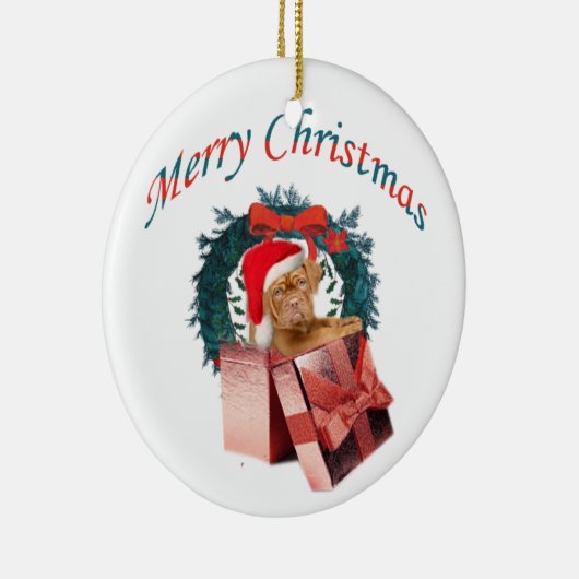 Dogue De Bordeaux kerstversiering Keramisch Ornament (Rechts)
