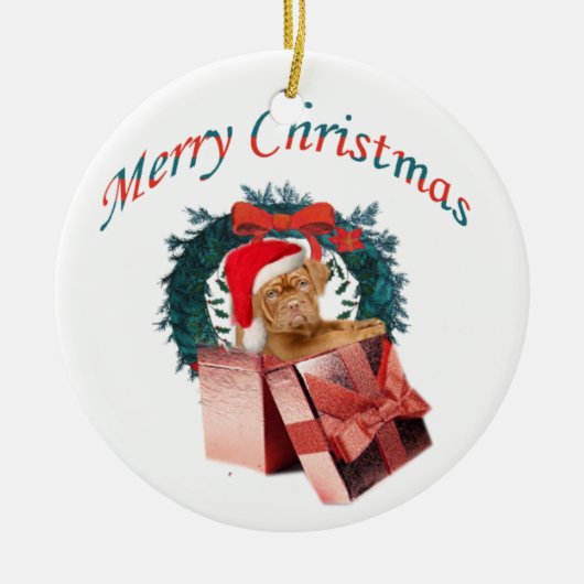Dogue De Bordeaux kerstversiering Keramisch Ornament (Voorkant)
