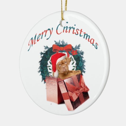 Dogue De Bordeaux kerstversiering Keramisch Ornament (Links)