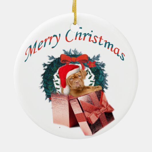 Dogue De Bordeaux kerstversiering Keramisch Ornament (Achterkant)