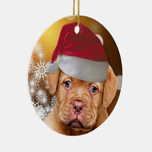 Dogue de Bordeaux kerstversiering Keramisch Ornament (Rechts)