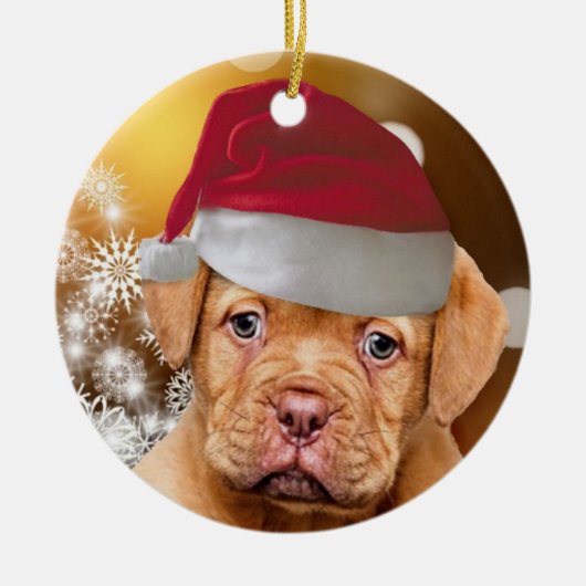 Dogue de Bordeaux kerstversiering Keramisch Ornament (Voorkant)