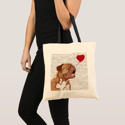Dogue De Bordeaux Love Balloon Canvas tas (Voorkant (product))