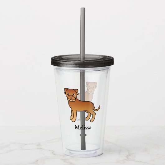 Dogue De Bordeaux Mopshond & Naam Acryl Drinkbeker (Voorkant)