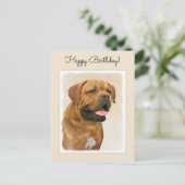 Dogue de Bordeaux Painting - Cute Original Dog Art Briefkaart (Staand voorkant)