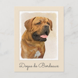 Dogue de Bordeaux Painting - Cute Original Dog Art Briefkaart