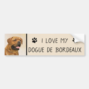 Dogue de Bordeaux Painting - Cute Original Dog Art Bumpersticker