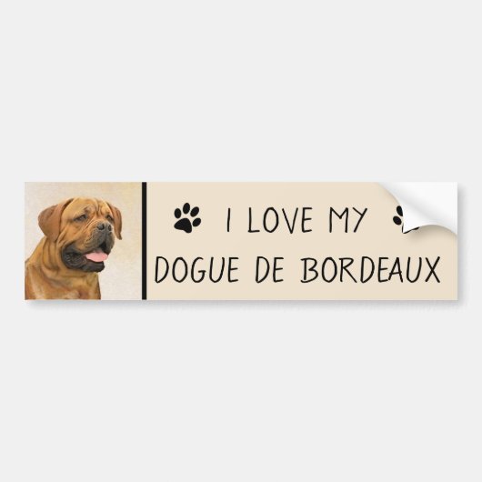 Dogue de Bordeaux Painting - Cute Original Dog Art Bumpersticker (Voorkant)