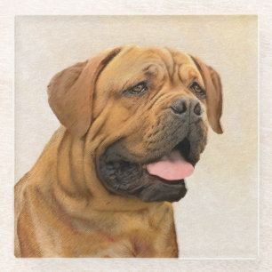 Dogue de Bordeaux Painting - Cute Original Dog Art Glazen Onderzetter