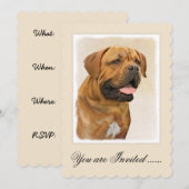 Dogue de Bordeaux Painting - Cute Original Dog Art Kaart (Voorkant / Achterkant)