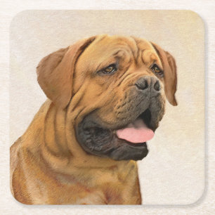 Dogue de Bordeaux Painting - Cute Original Dog Art Kartonnen Onderzetters