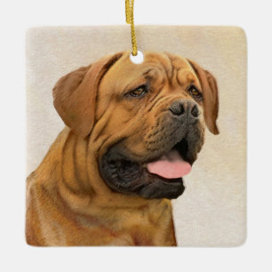 Dogue de Bordeaux Painting - Cute Original Dog Art Keramisch Ornament