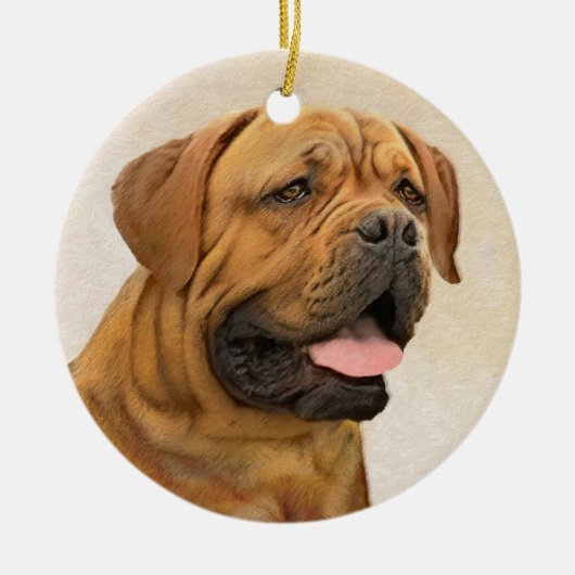 Dogue de Bordeaux Painting - Cute Original Dog Art Keramisch Ornament (Voorkant)