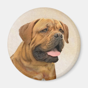 Dogue de Bordeaux Painting - Cute Original Dog Art Magneet