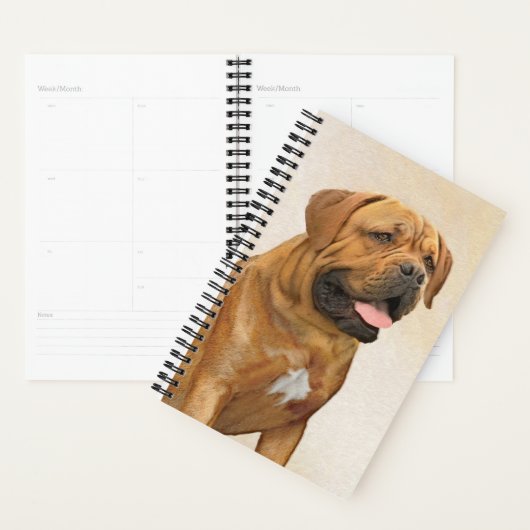 Dogue de Bordeaux Painting - Cute Original Dog Art Planner (Display)