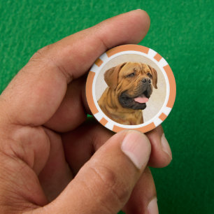 Dogue de Bordeaux Painting - Cute Original Dog Art Poker Chips