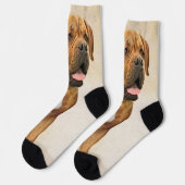 Dogue de Bordeaux Painting - Cute Original Dog Art Sokken (Links)