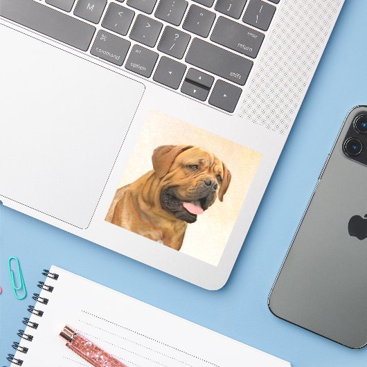 Dogue de Bordeaux Painting - Cute Original Dog Art Sticker (Laptop met iPhone)