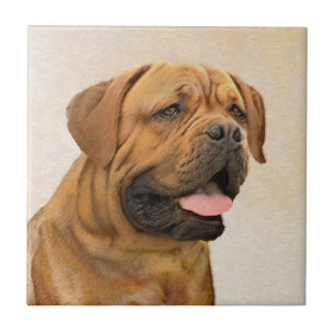 Dogue de Bordeaux Painting - Cute Original Dog Art Tegeltje
