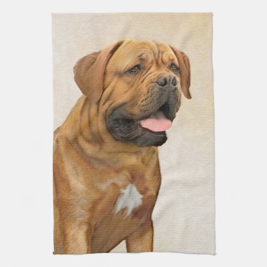 Dogue de Bordeaux Painting - Cute Original Dog Art Theedoek (Verticaal)