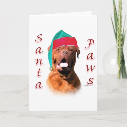Dogue de Bordeaux Santa Paws Feestdagen Kaart (Voorkant)