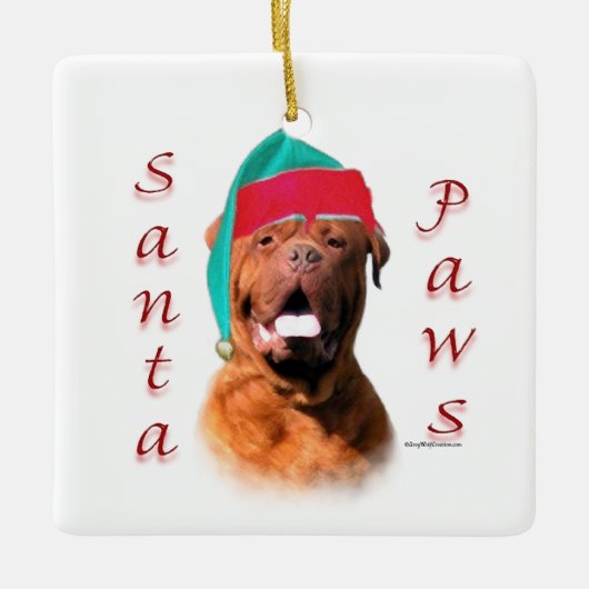 Dogue de Bordeaux Santa Paws Keramisch Ornament (Voorkant)