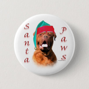 Dogue de Bordeaux Santa Paws Ronde Button 5,7 Cm