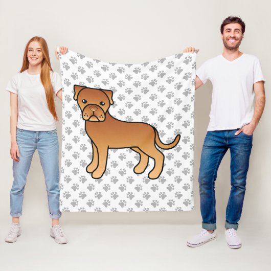 Dogue De Bordeaux Schattige Cartoon Hond Fleece Deken (In situ)