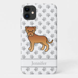 Dogue De Bordeaux Schattige Cartoon Hond & Naam Case-Mate iPhone Case