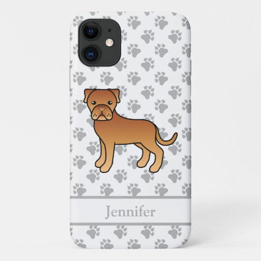 Dogue De Bordeaux Schattige Cartoon Hond & Naam Case-Mate iPhone Case (Achterkant)