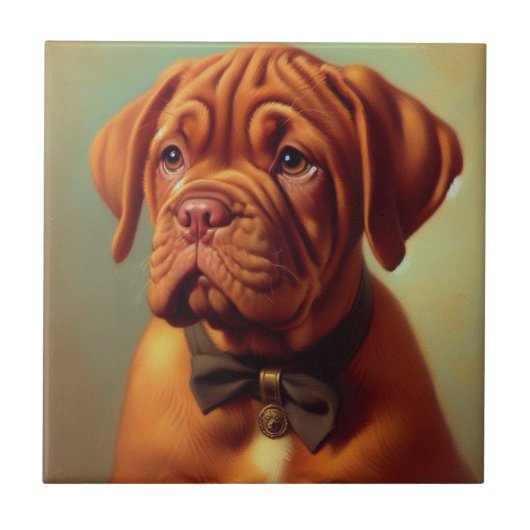 Dogue de Bordeaux Schilderij Tegeltje (Voorkant)