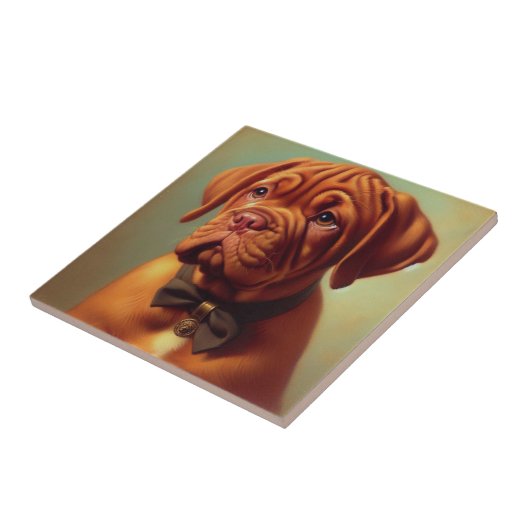 Dogue de Bordeaux Schilderij Tegeltje (Zijkant)