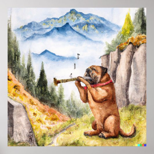 Dogue de Bordeaux Speelfluit in de Zwitserse Alpen Poster (Voorkant)