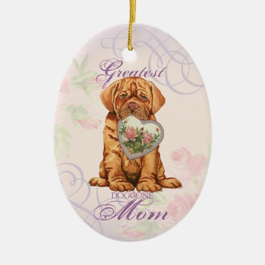 Dogue Heart Mam Keramisch Ornament (Voorkant)