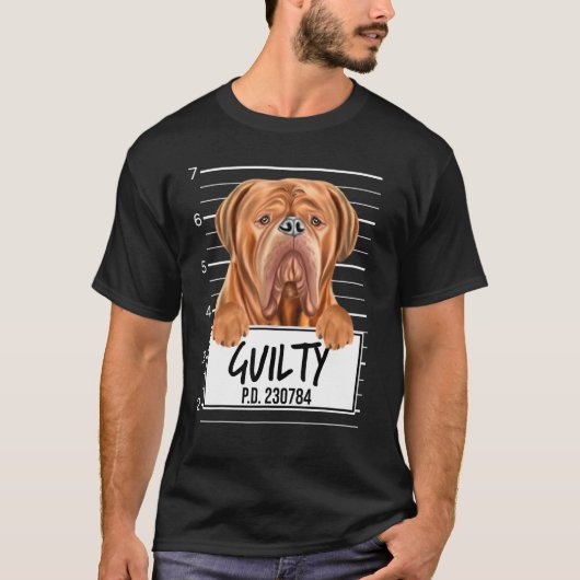 Dogues De Bordeaux Mugshot Guilty Dog T-shirt (Voorkant)