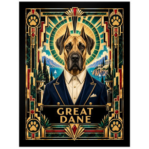 Doguitis, Deens hondenras in Art Deco-stijl Briefkaart