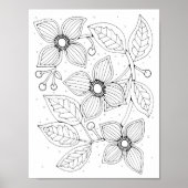Dogwood Bloem Gem Kleurplaat Art Poster (Voorkant)