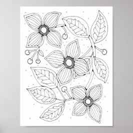 Dogwood Bloem Gem Kleurplaat Art Poster