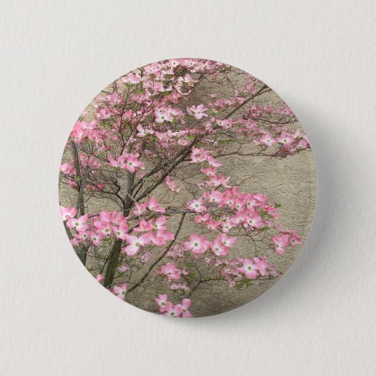 Dogwood bloem ronde button 5,7 cm (Voorkant)