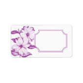 Dogwood Bloemen Adreslabel in Plum - Geen tekst Etiket (Voorkant)