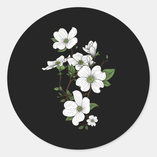 Dogwood Bloemen Lente Ronde Sticker (Voorkant)
