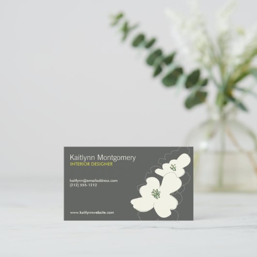 DOGWOOD BLOESEMS IVOOR/GRIJS VISITEKAARTJE (Staand voorkant)